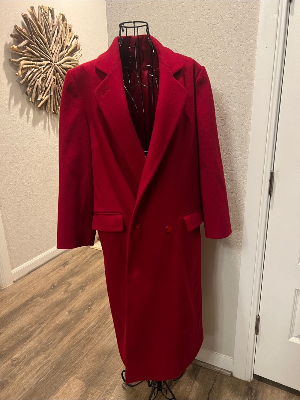 Women’s Double-Breasted Red Overcoat - Picture 1 of 13